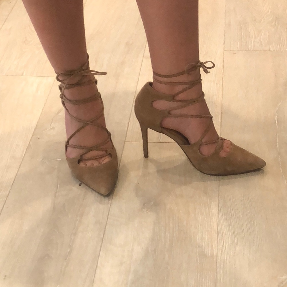 Banana Republic lace-up suede heels - Picture 1 of 7